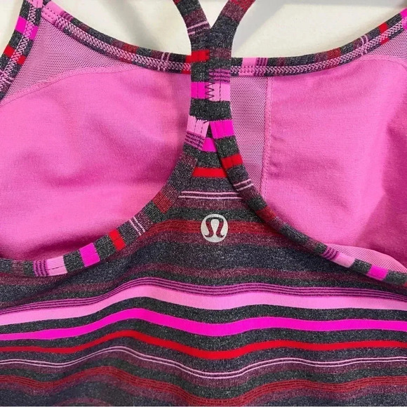 Lululemon Power  Y Tank Top Pink And Gray Stripe - Picture 9 of 10